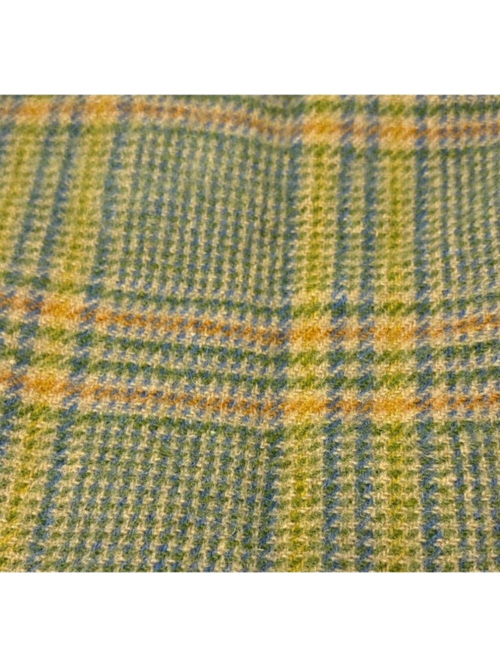 Plaid Wool Fabric Rug Hooking Applique 1/4 yard x 20” Green Blue Yellow Check
